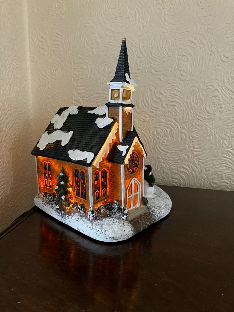 Premier 26cm Fbre Optic Icicle Church Christmas Scene