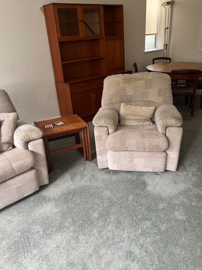 Three piece suite – Beige Fabric, Good Condition