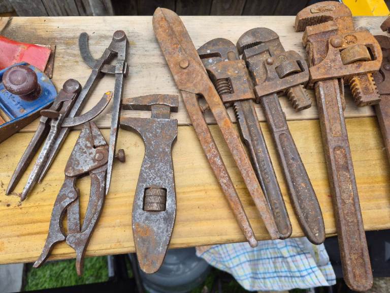 Vintage Hand Tools Bundle – Wrenches, Pliers, Planers