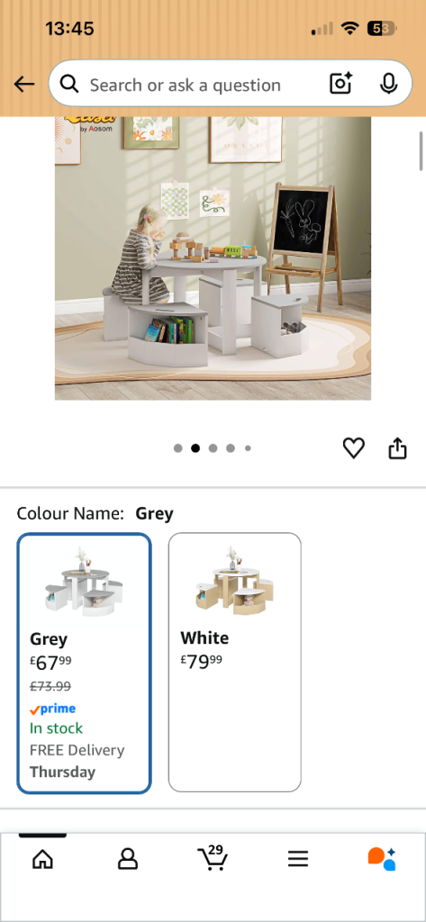 Kids table and 4 chairs 