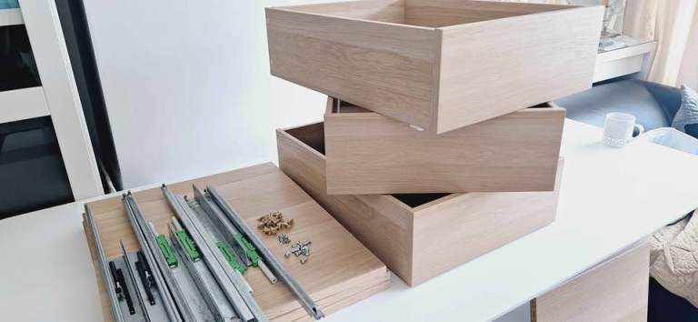  Ikea komplement for pax wardrobe 50x60cm drawers/shelves in white oak stained effect