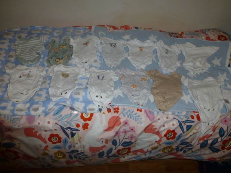 image for Baby clothes bundle First size (small) baby short and long sleeved body suits bundle