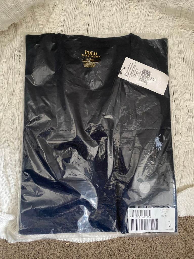 Ralph Lauren Navy Custom Slim Fit Crew Neck Medium (RRP £65)