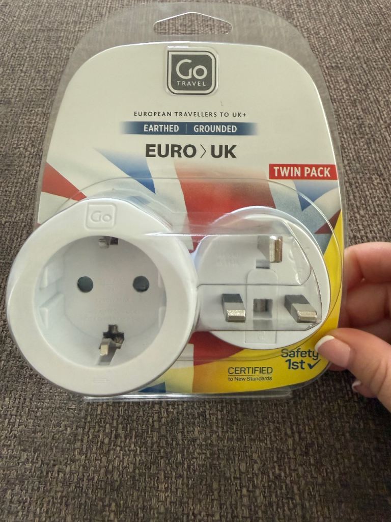 Go Travel European to UK Plug Adaptors Twin Pack (New)