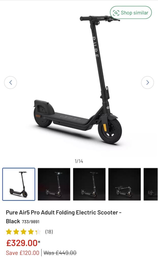 Pure Air5 Pro Adult Folding Electric Scooter - Black