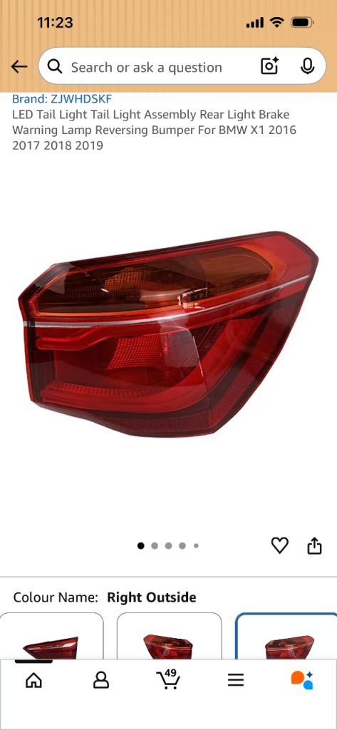 BMW Right Outer Tail Lamp right side assembly rear light assembly tail lamp driver side tail lights