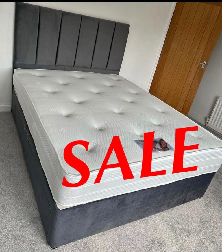 Complete double single small double bed kingsize divan beds with mattress and headboard 