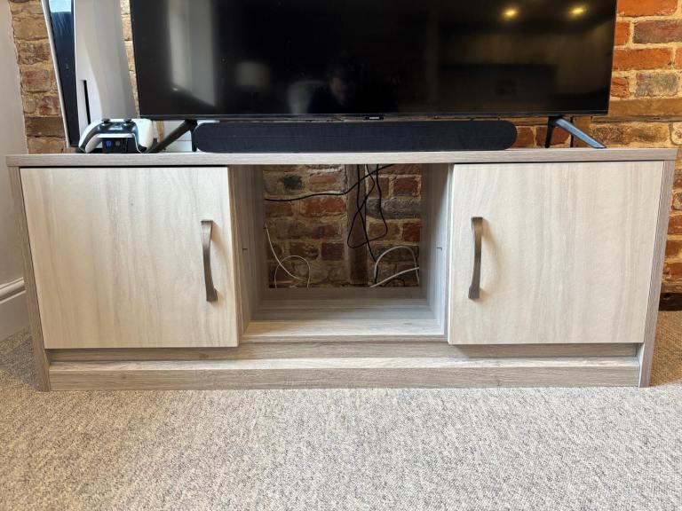Good Condition Grey Wood TV Stand / Media Unit