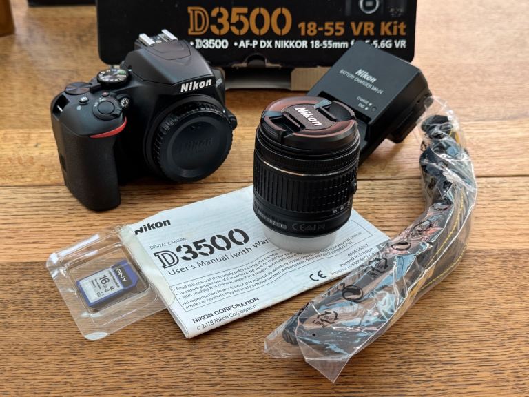 Nikon D3500 DSLR 18-55 VR kit, boxed, as-new condition