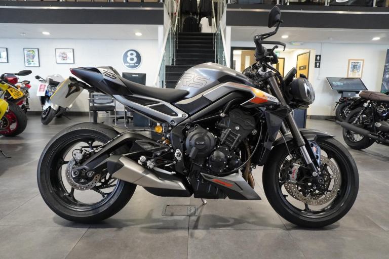 Triumph Street Triple 765 RS, 2023, Silver with just 1315miles Only £8495. 