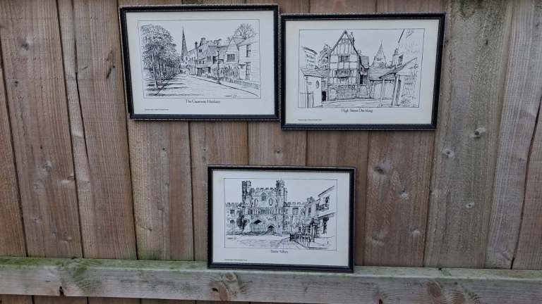 Three board prints 1980s - Sussex Artist - Battle, Horsham & Ditchling - Gerald Lip - Evening Argus 