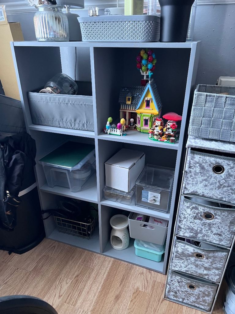 Grey shelving 