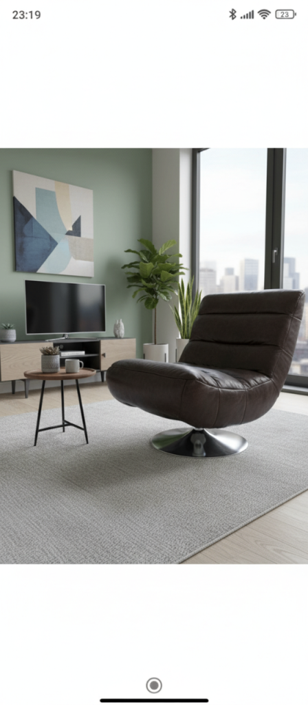 Designer Halo Timothy Oulton distressed aniline retro armchair swivel chair