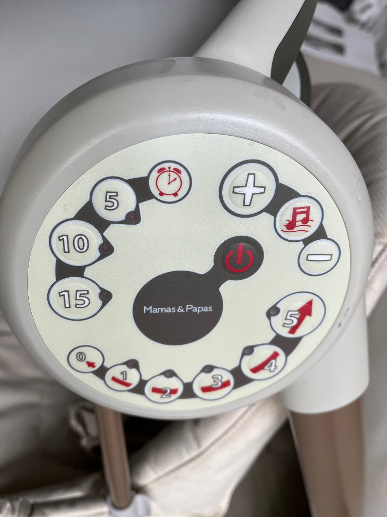 Mamas & Papas baby swing with 5 speeds, relaxing music and electronic timer