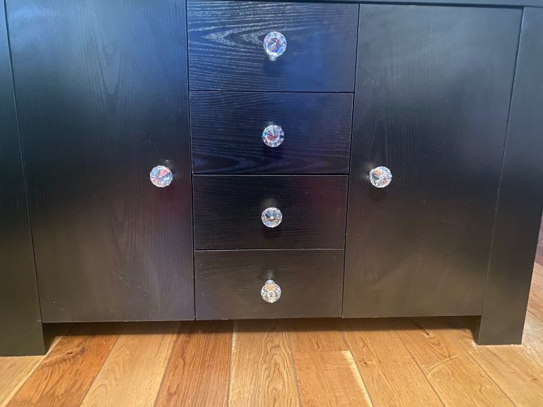 BLACK SIDEBOARD 4 DRAWERS 2 CABINETS