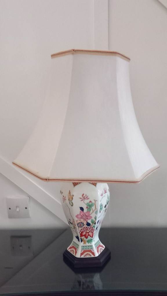 Lovely Ceramic Table Lamp with Floral Design and Shade