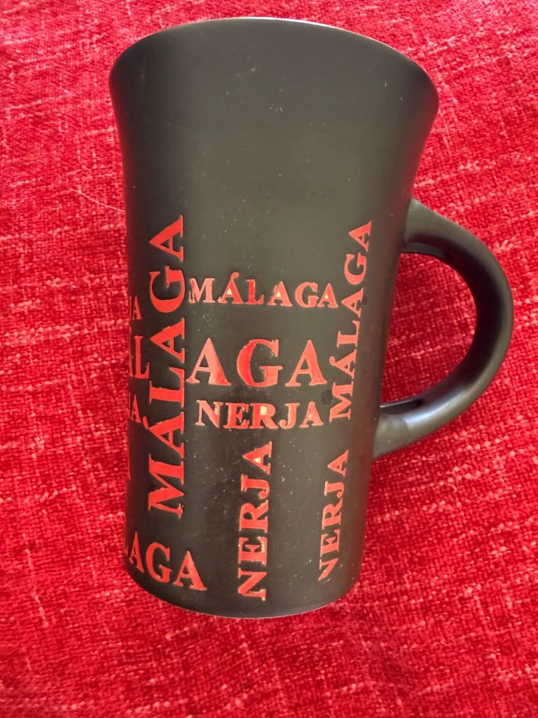Tall Black Malaga del Sol Mug Ceramic Mug – Good Condition