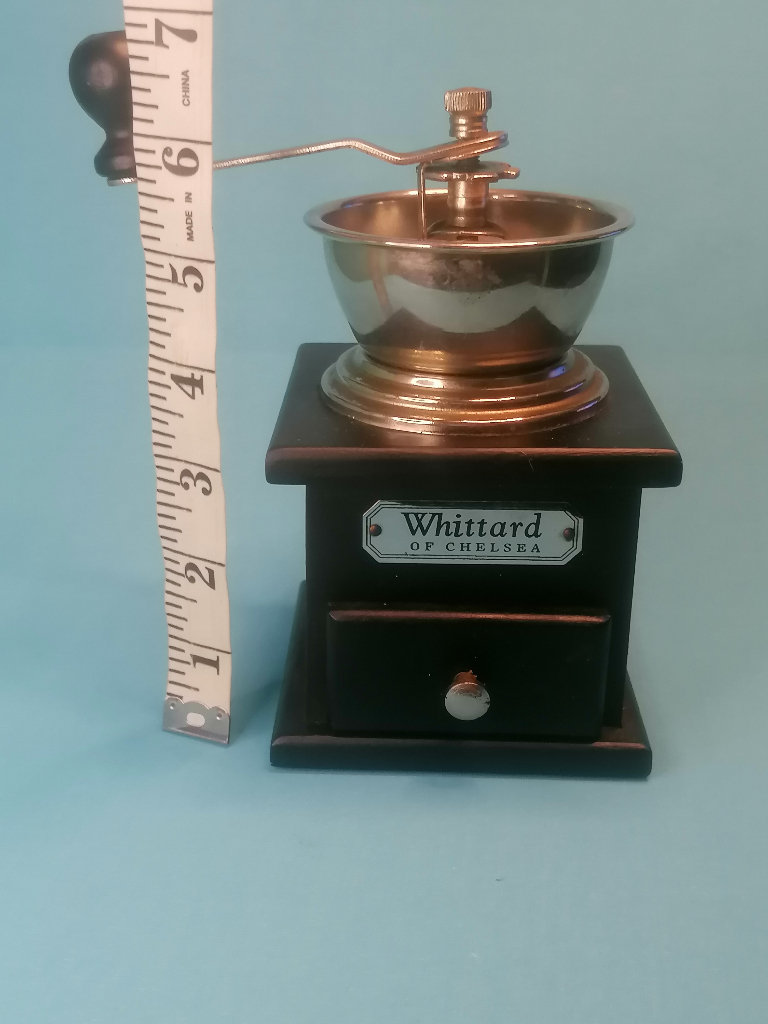 Vintage style, Whittard of Chelsea Wooden Base Hand Crank Coffee Grinder.  Good condition.
