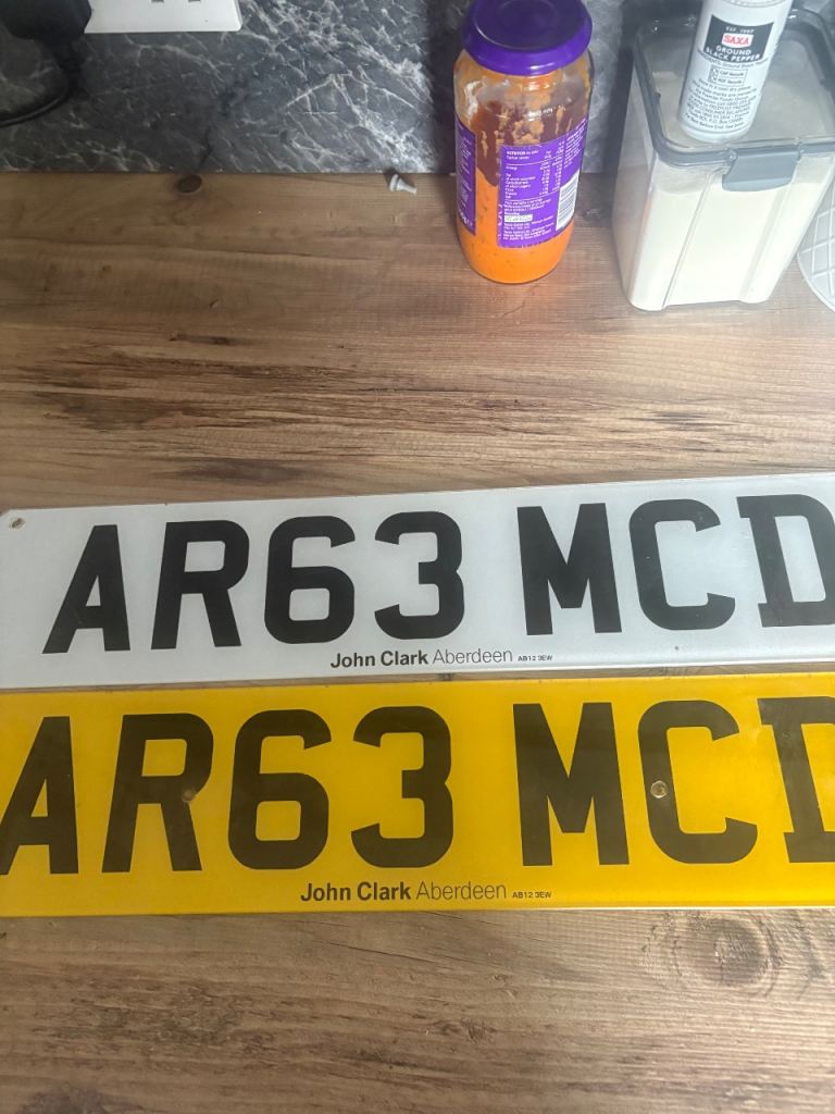 Set of Two Number Plates - AR63 MCD, Good Condition