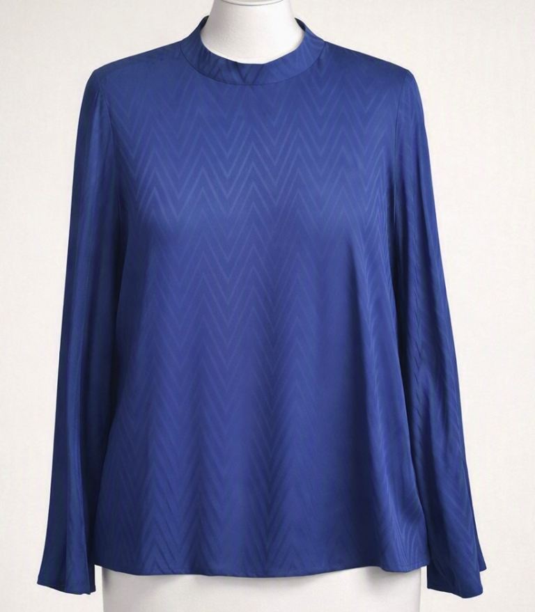 M&S Collection• Royal Blue Blouse•Size 16 • Formal Chevron Top • Immaculate Condition