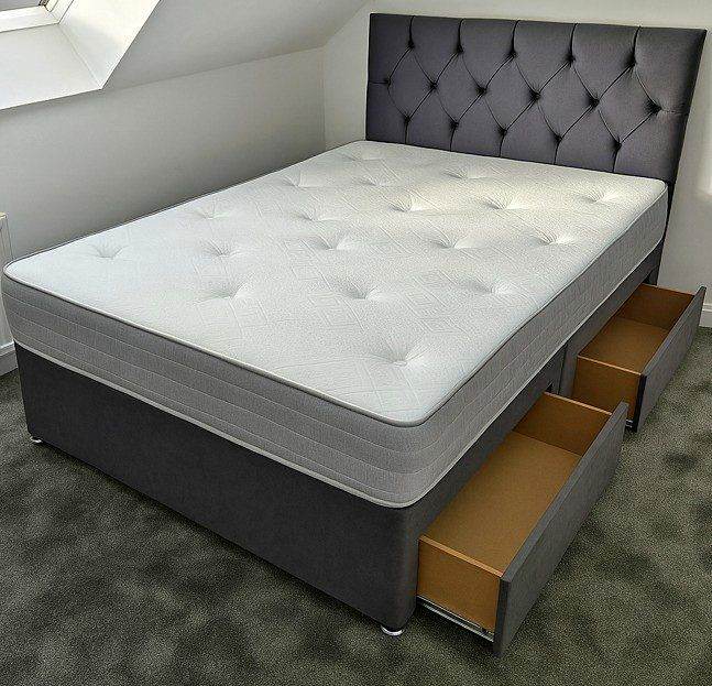 Divan King Size Bed With Mattress – Optional 2/4 Drawers - Fast Delivery / Package Price Bed ]]]