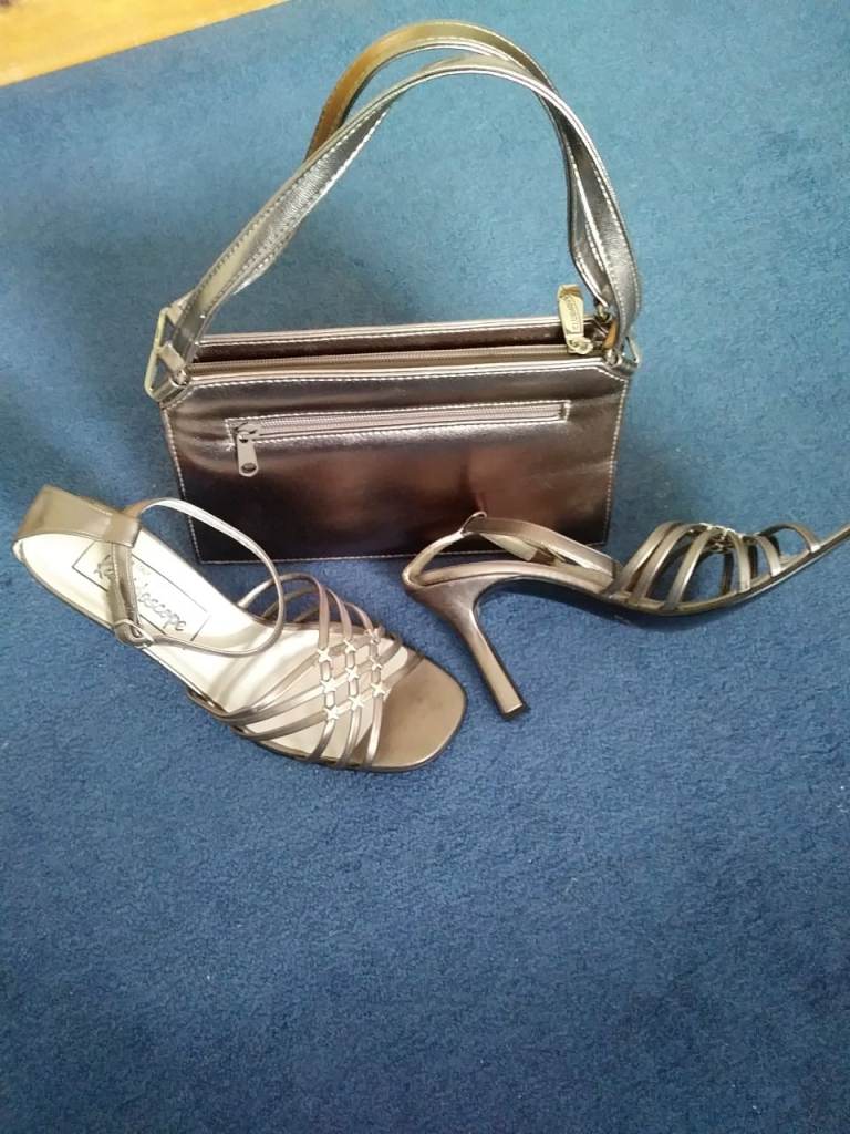 Silver Heels and Matching Handbag