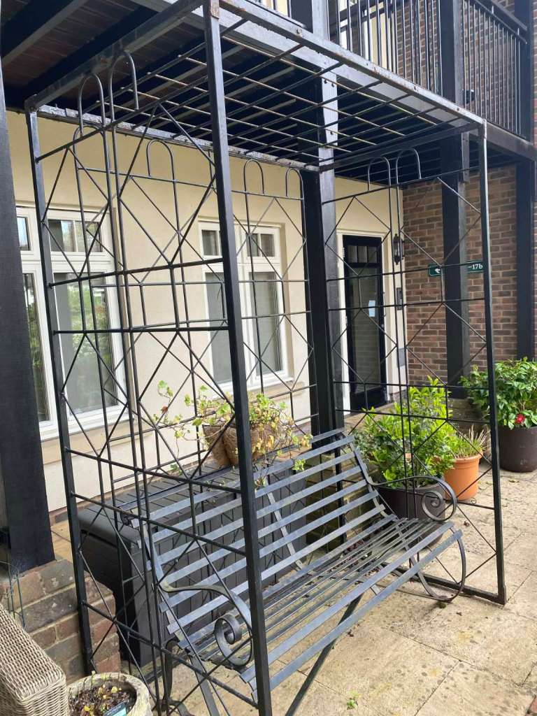 Large Freestanding Metal Arbour with Seat