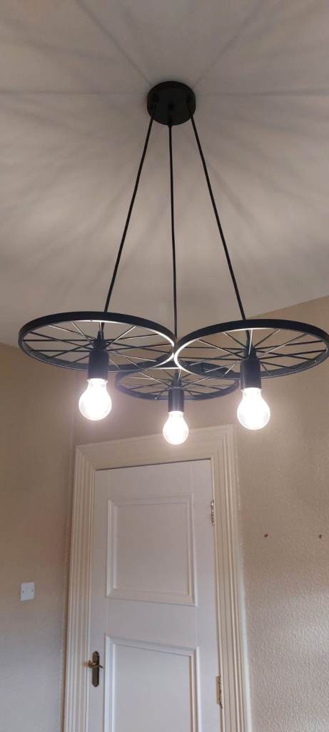 Unique Bicycle Wheel Chandelier - Black, As Good As New