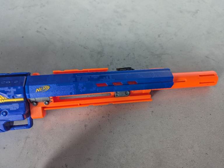 Nerf N-Strike Longstrike CS-6 Blaster Gun Riffle, Dart Magazine Clips & Bipod Stand