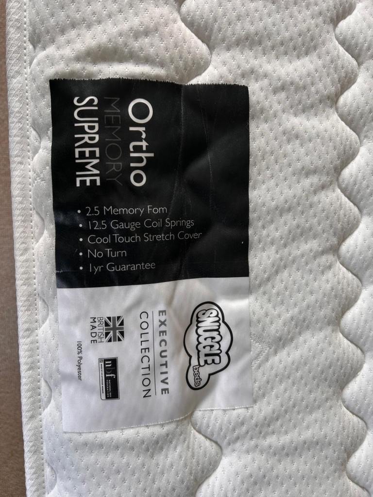 Feather and Black Double Bed Frame with Ortho Memory Supreme Mattress ...