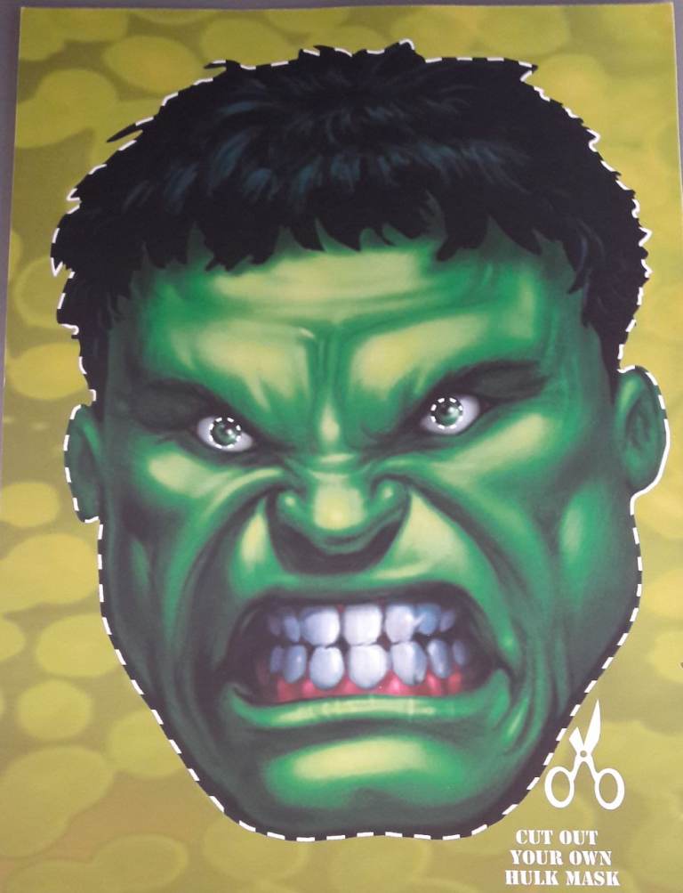Marvel Hulk cardboard cut-out mask – post or collect