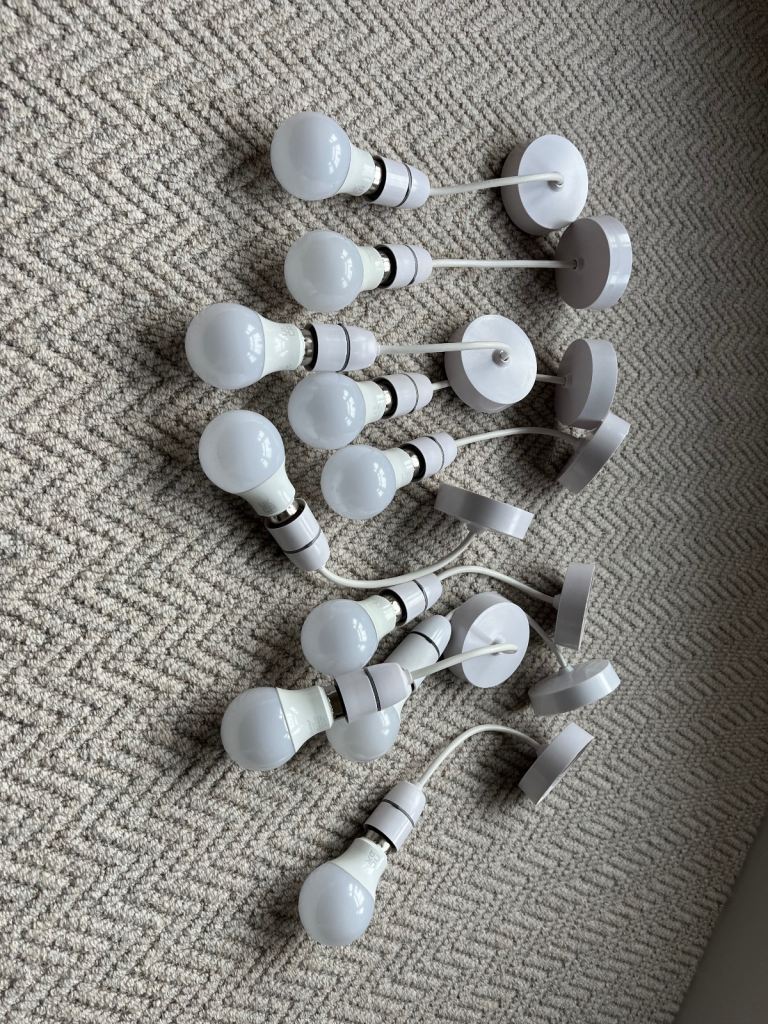 9 x ceiling rose and low energy bulb