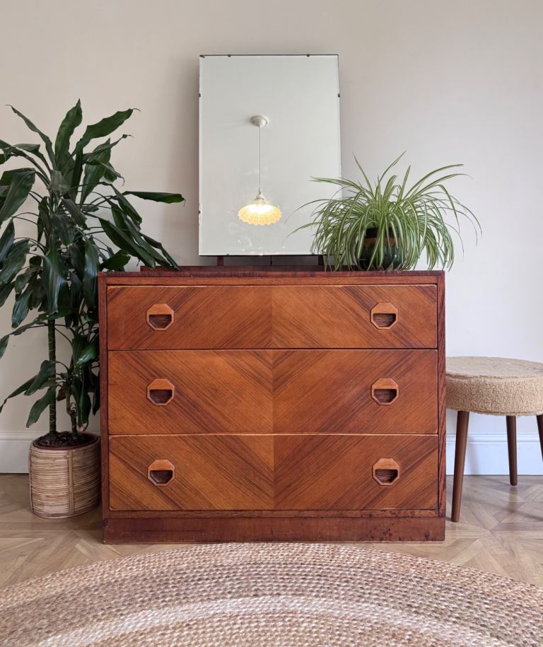 Deco vintage 1940s utility cc41 dressing chest of drawers 
