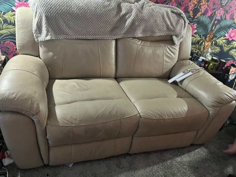 2x two recliner leather sofas