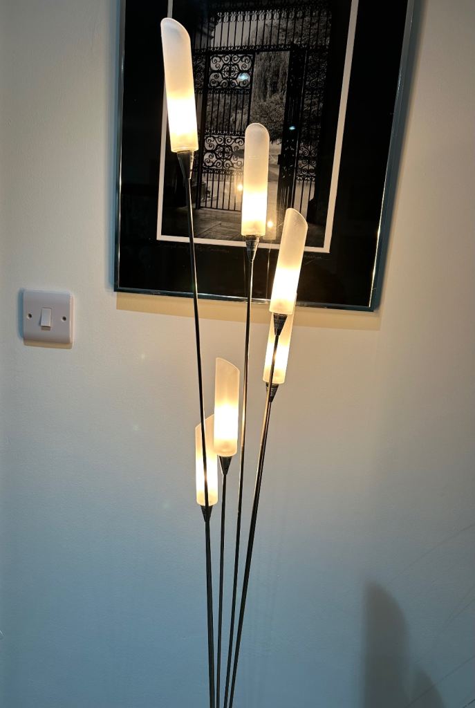 Modern Silver Floor Lamp with 6 Lights – Good Condition