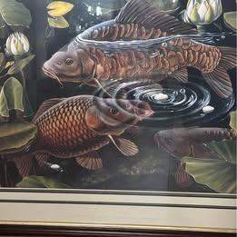 Fantastic 2 x Large Wooden Framed Fish/Carp Artwork ****REDUCED PLS READ AD****