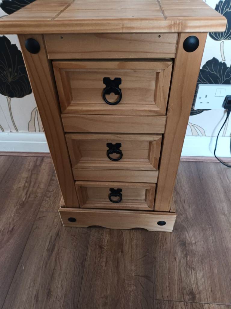 Solid Pine Wood Chest with 3 Drawers - Good Condition