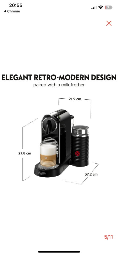 image for Nespresso by De’Longhi CitiZ Pod Coffee Machine & Milk Frother