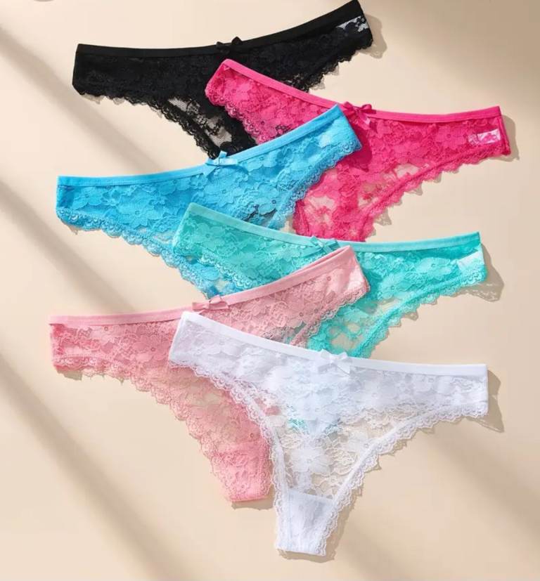  Lace Thongs for Women - Breathable & comfortable, Low Rise with Floral Print, Nylon Blend