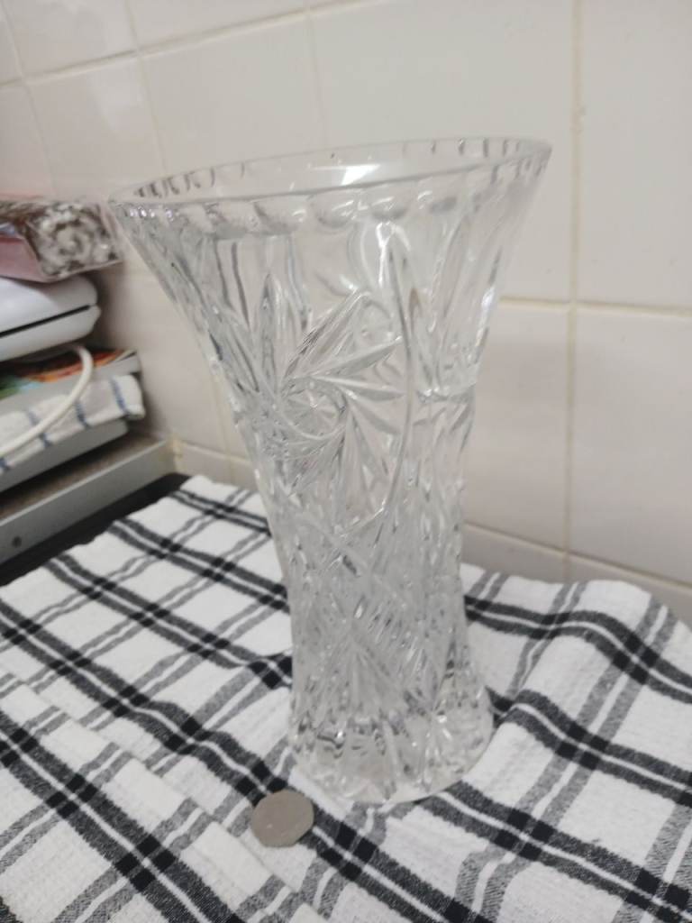 Large cut crystal vase