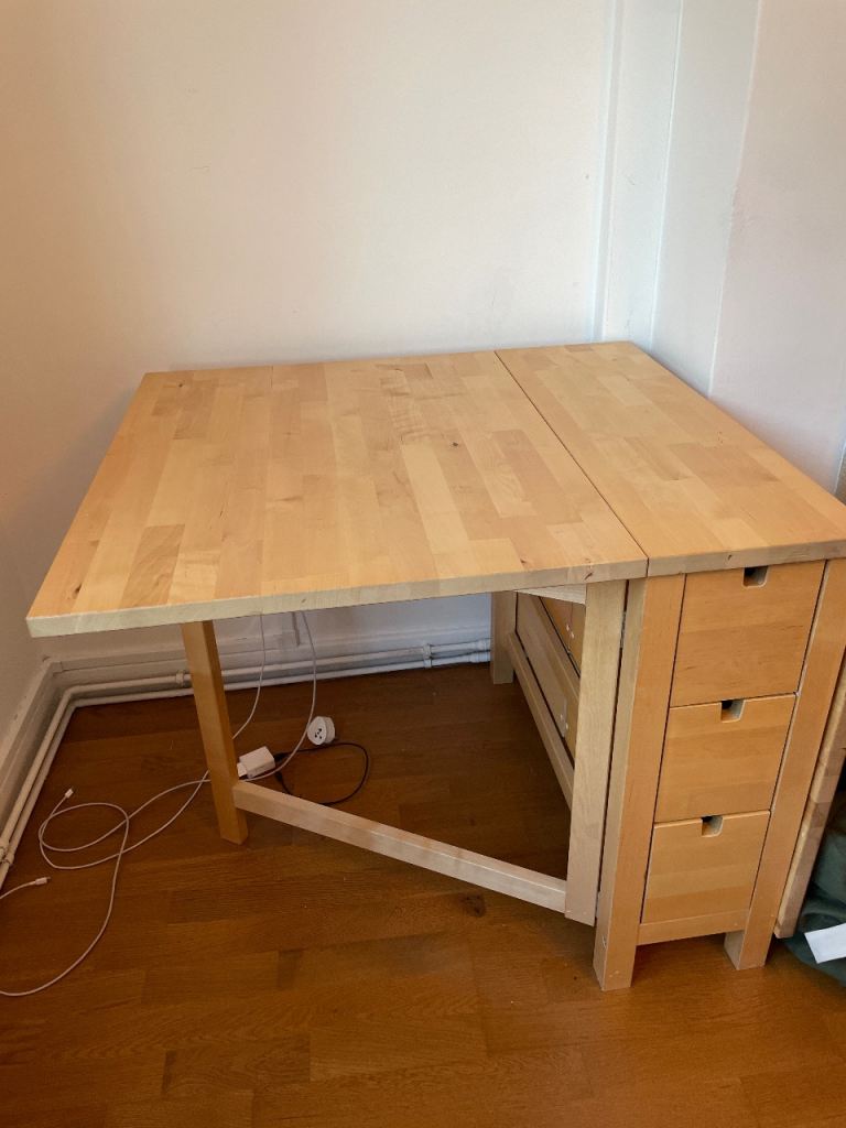 IKEA NORDEN Gateleg Folding Table with Drawers