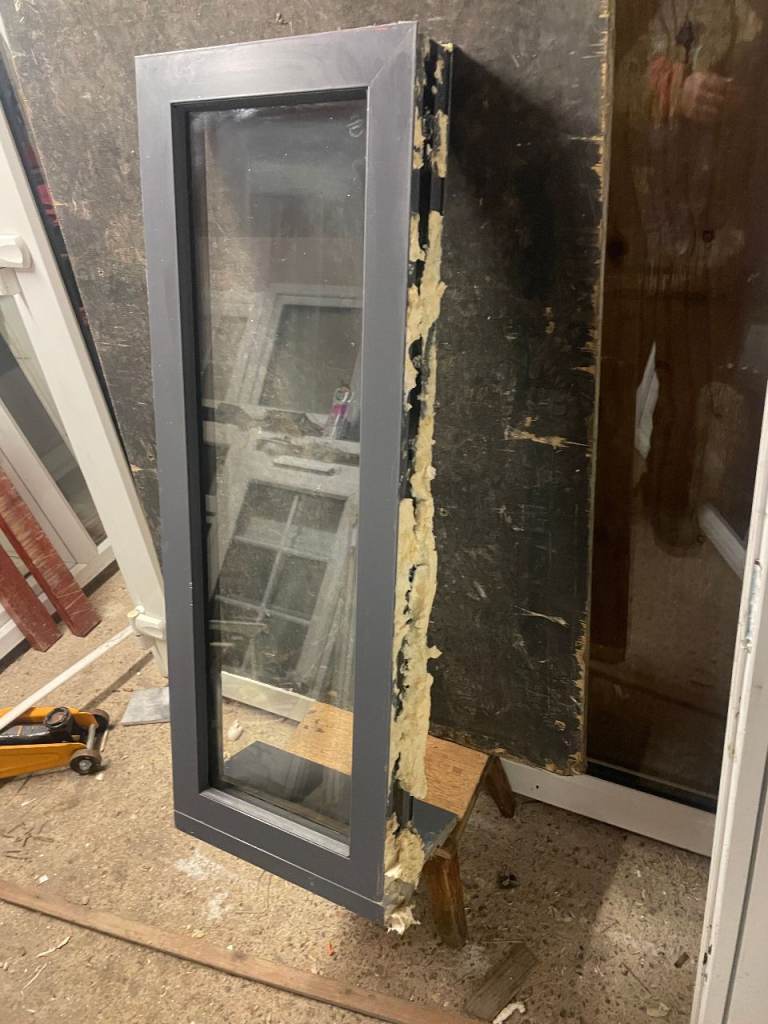 H 101 x W 35 cm - ANTHRACITE ALUMINIUM DOUBLE GLAZED WINDOW-CLEAR GLASS**BY ORIGIN**(REF: SJ473) 