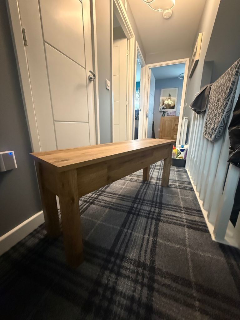 2x NEXT Bronx Oak Effect Benches with bench cushions