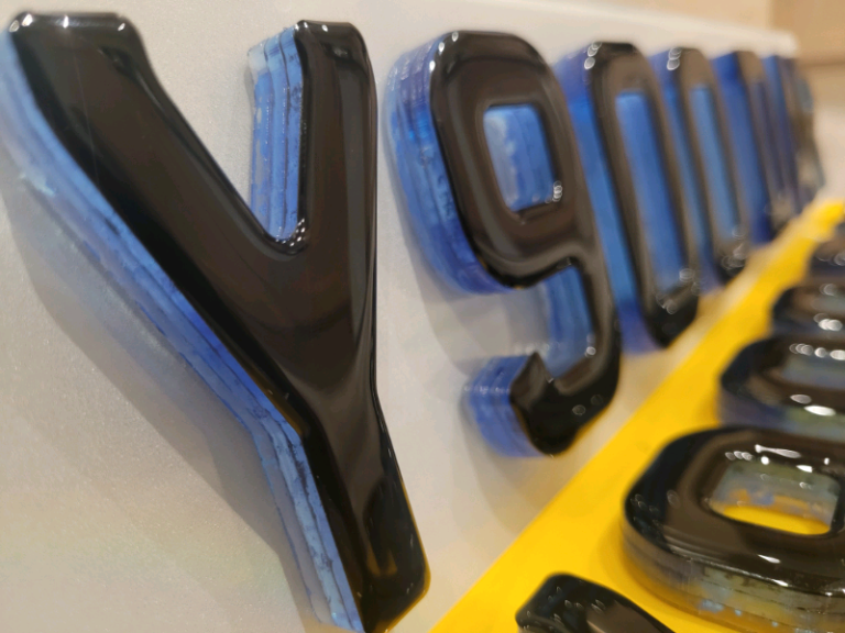 9mm Neon Blue 4D Black Gel Car Number Plates