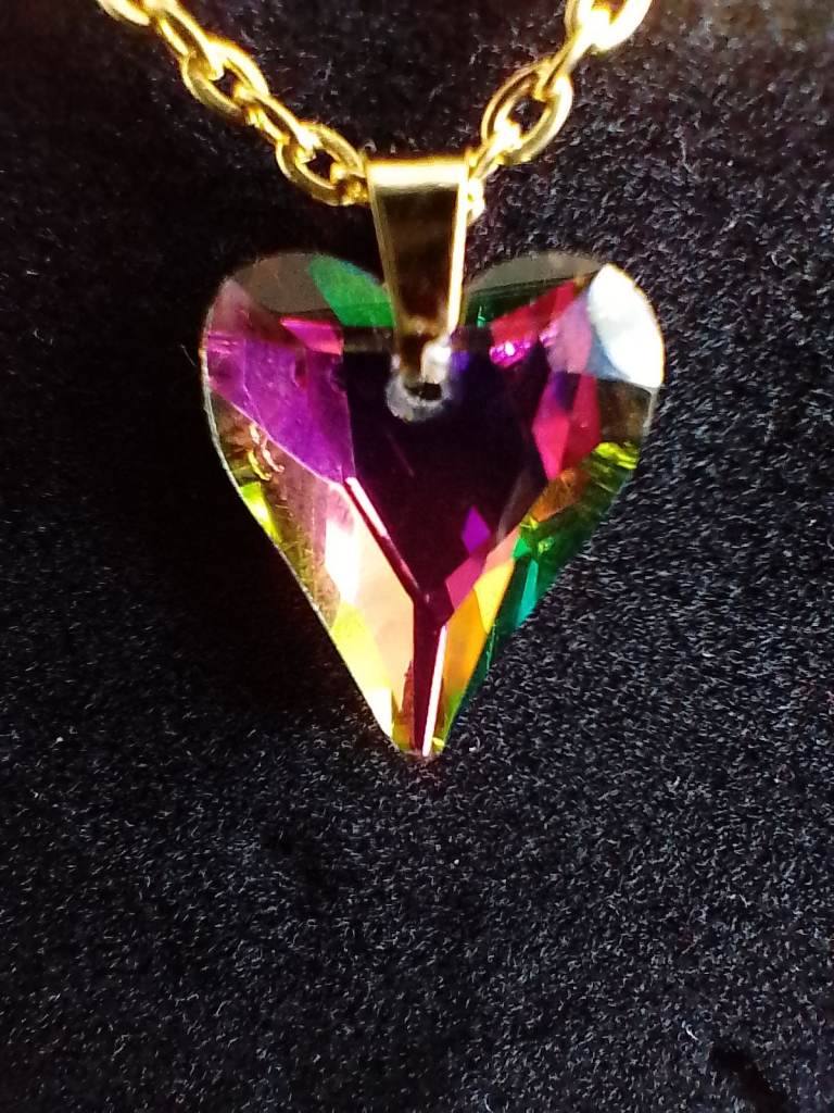 Crystal charm necklace on gold plated chain 