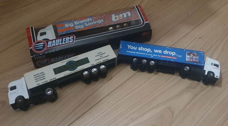 BM Haulers Toy Lorries with Box  tesco + pound land– Good Condition
