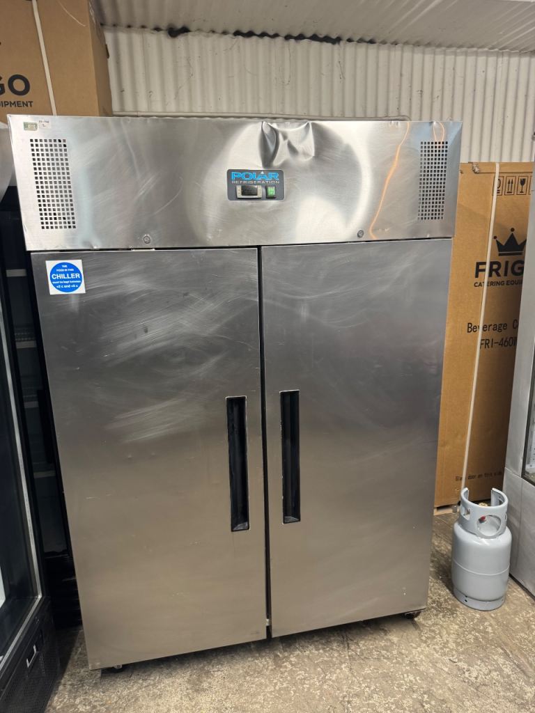 Polar Commercial Chiller Fridge - Silver, Good Condition