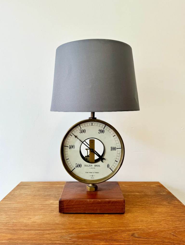 Vintage Industrial Pressure Gauge Table Lamp – Sulzer Bros London 