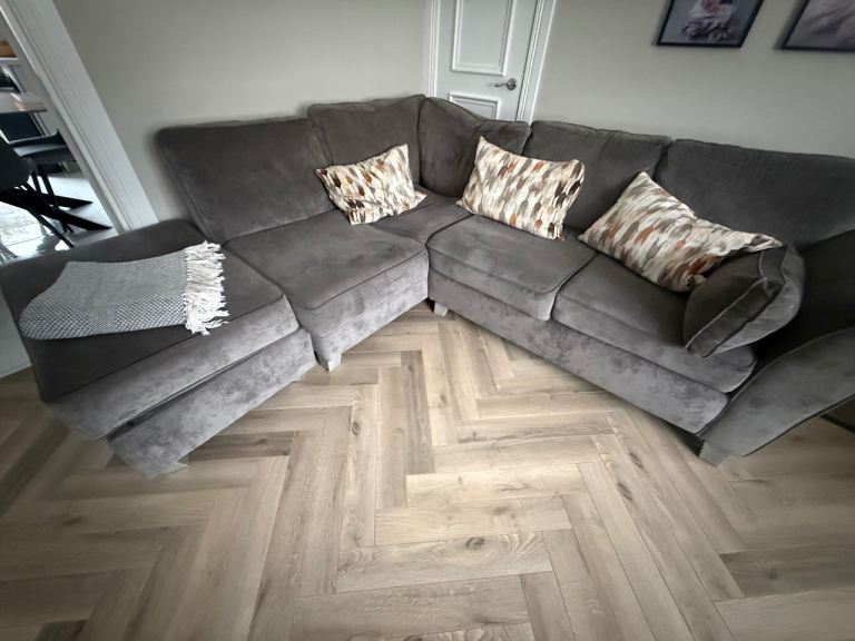 Grey Corner Sofa and Matching Two-Seater – Good Condition