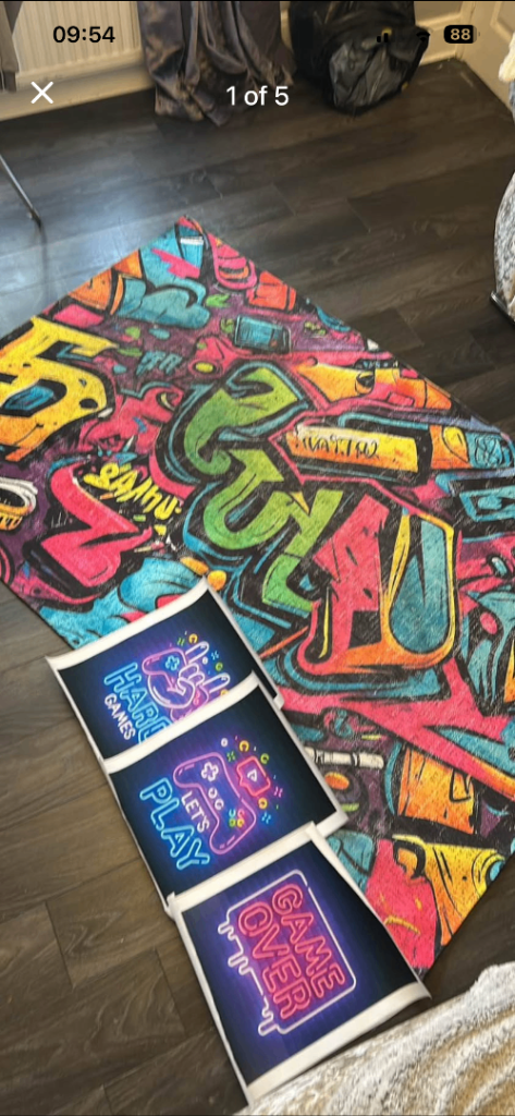 Gaming/Graffiti rug and canvas prints home decor 